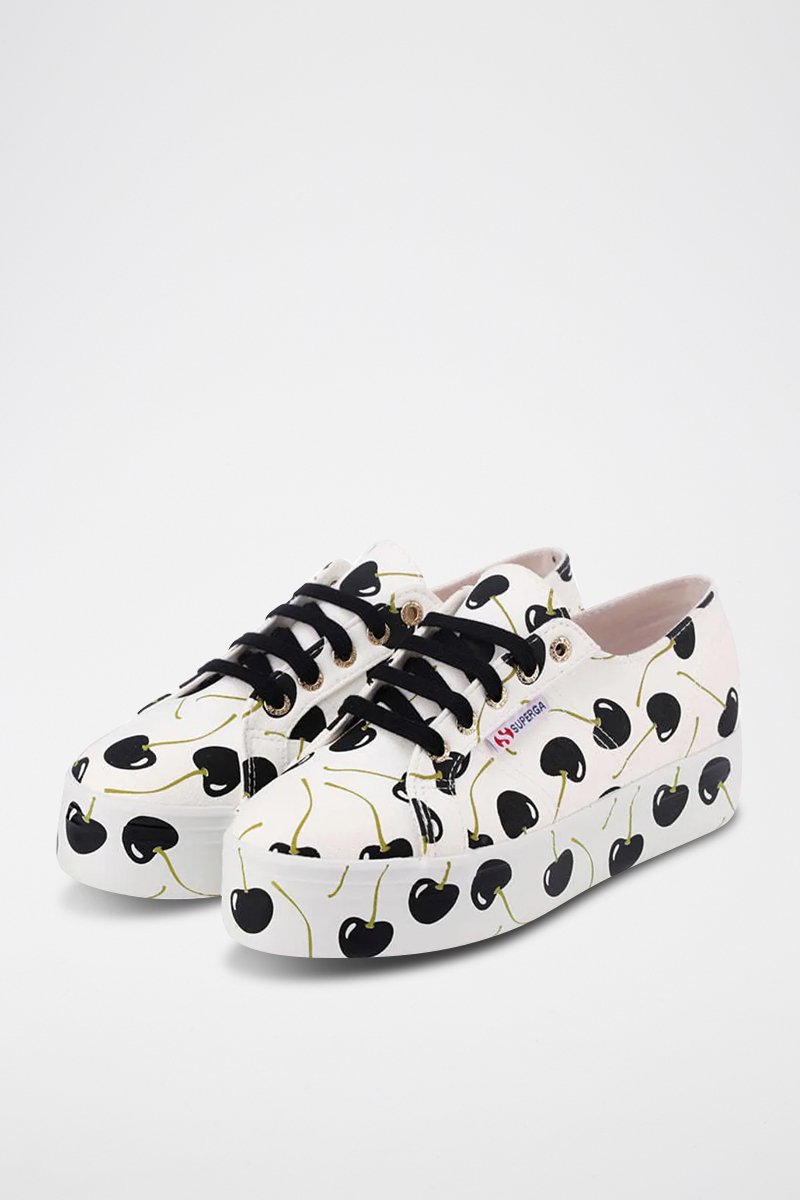 Tennis plateformes 2790 BUTRICH - Blanc et noir