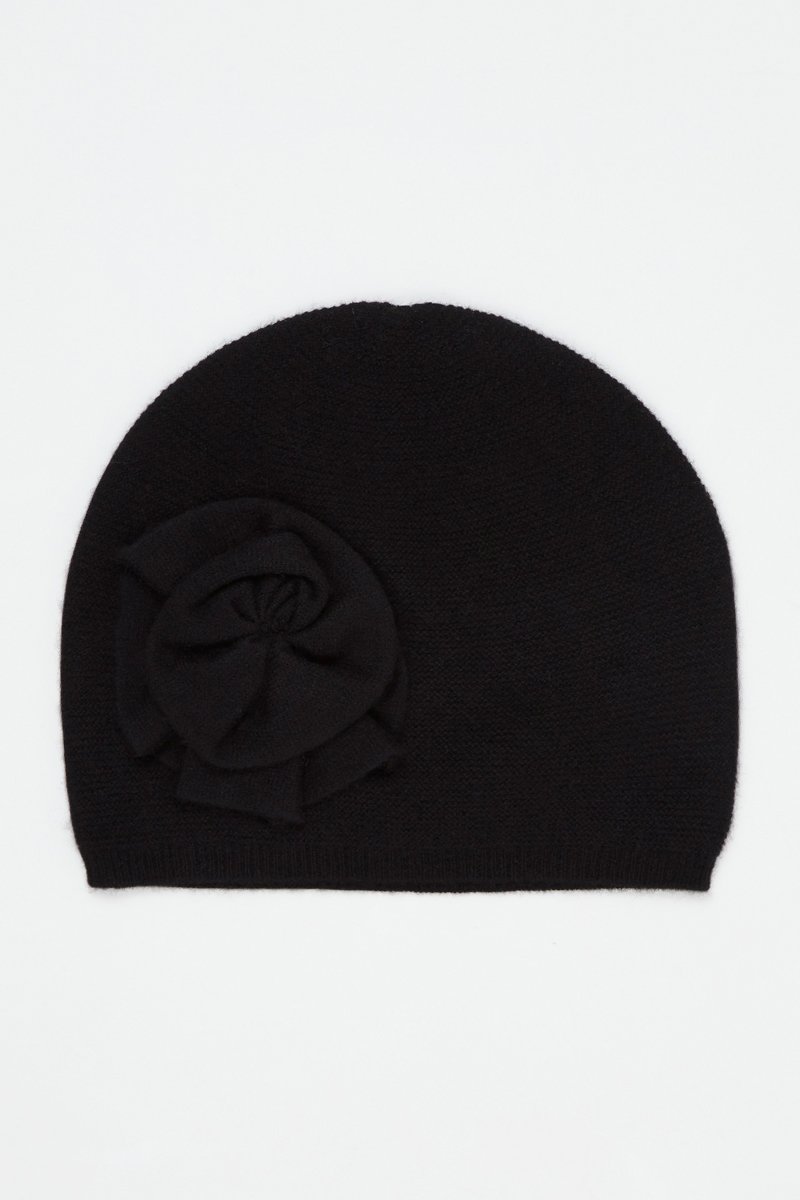 Bonnet Selma 100% cachemire, 2 fils - Noir