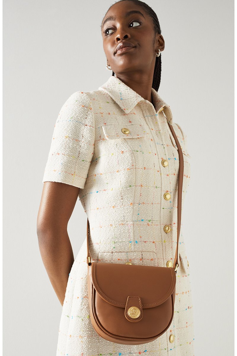 Sac bandoulière en cuir de veau Dee - Marron