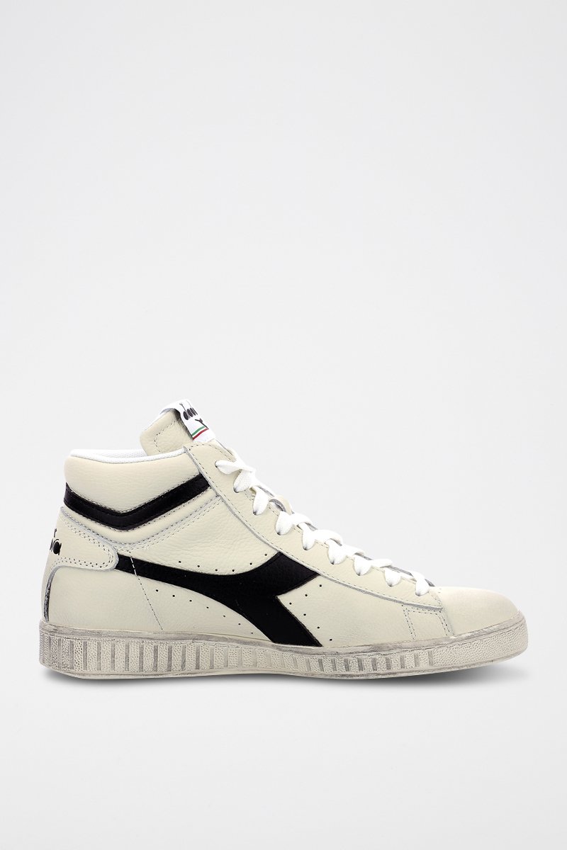 Baskets montantes en cuir Hi Waxed - Blanc et noir