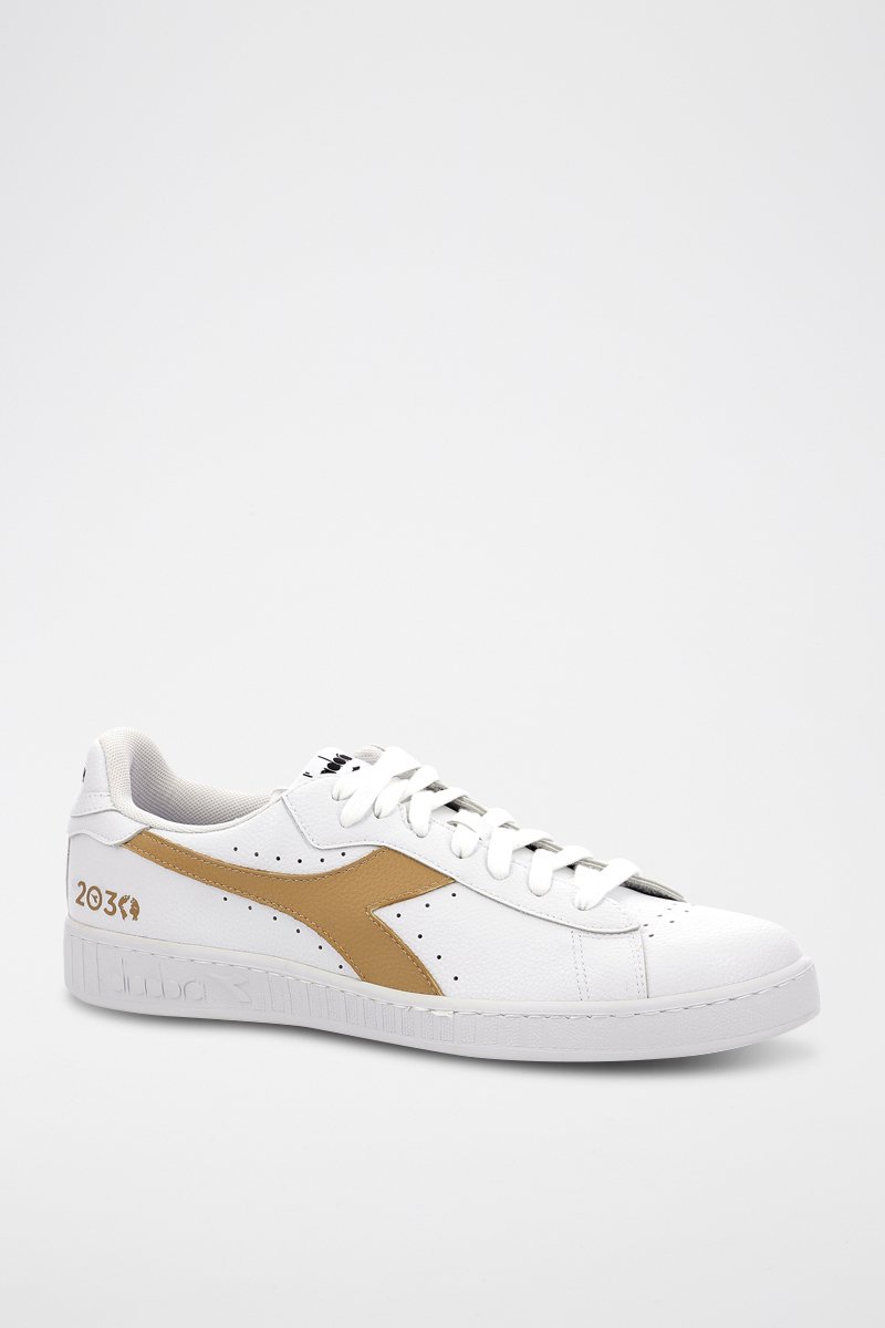 Baskets en cuir Low 2030 - Blanc et marron clair