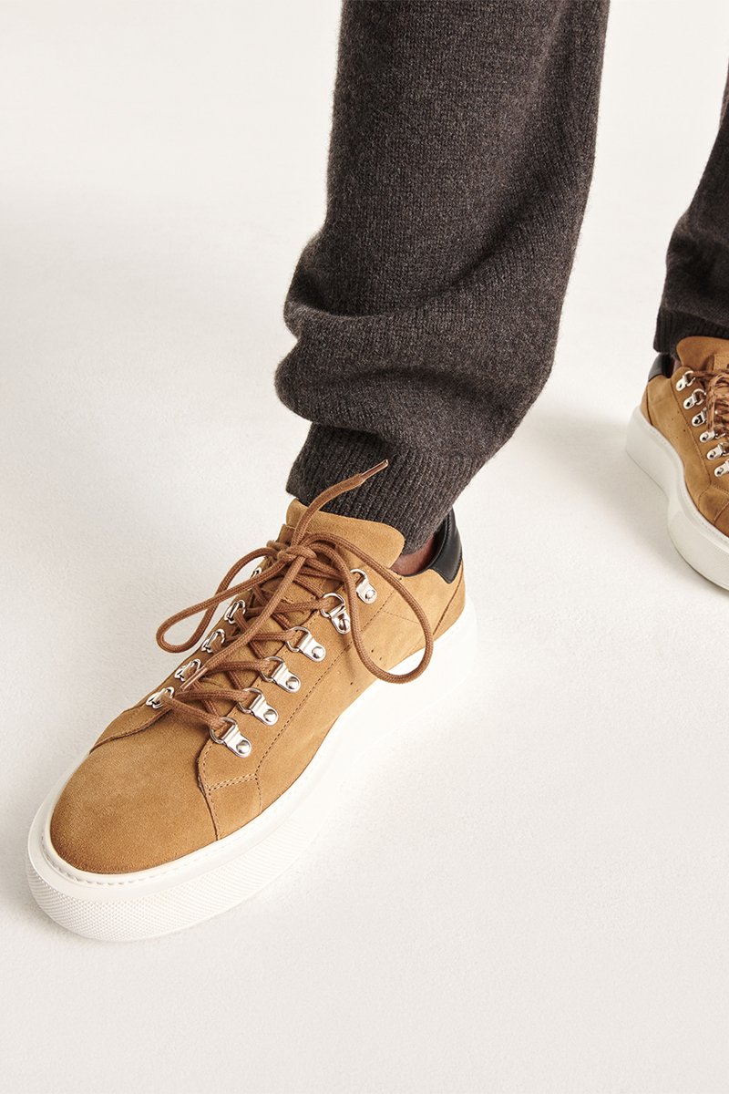 Baskets 100% cuir Camel