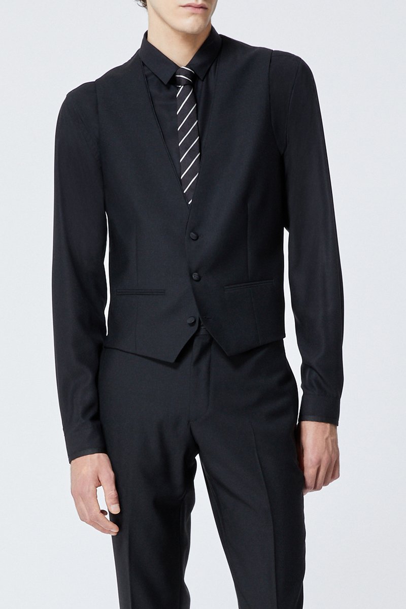 Gilet de costume en laine Noir