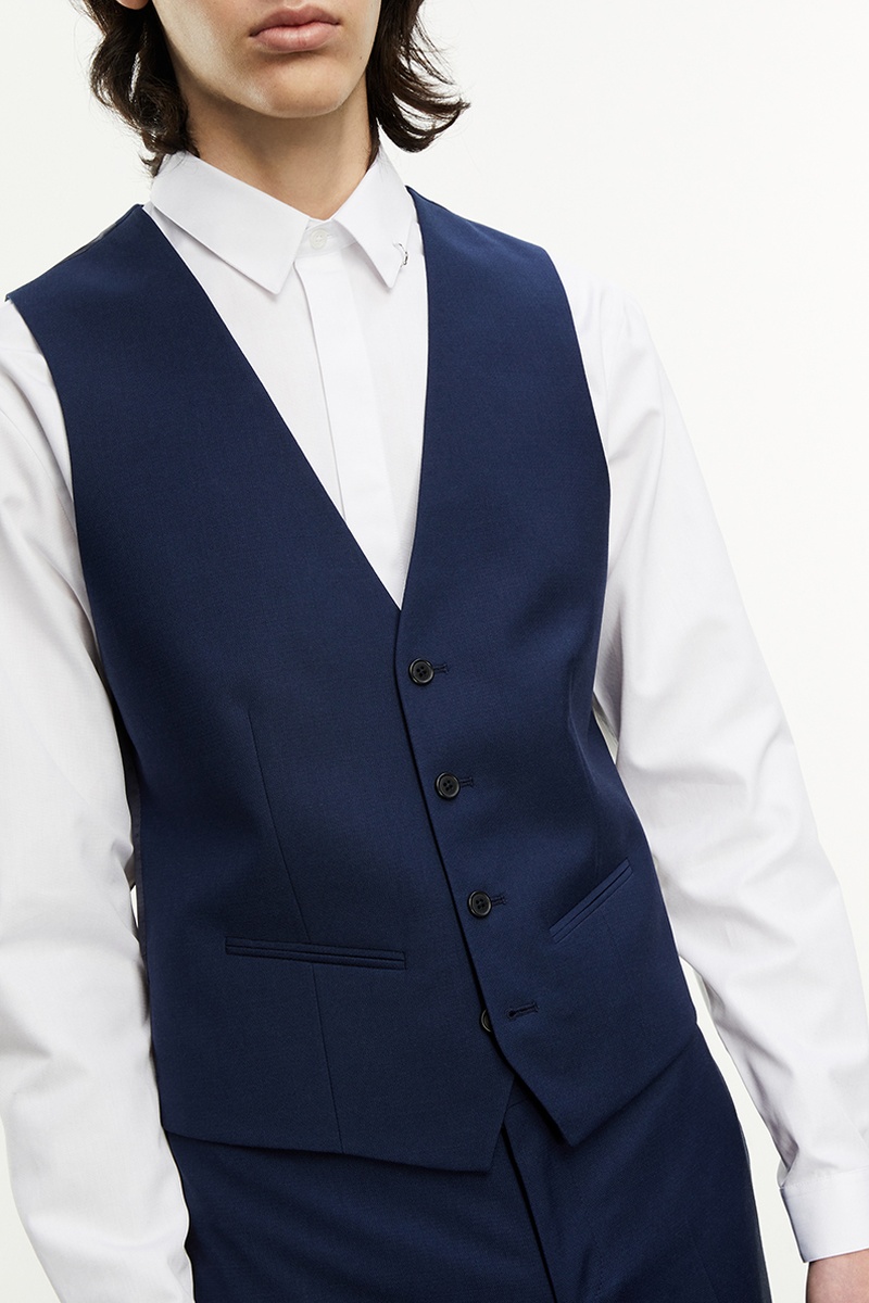 Gilet de costume en laine Bleu marine