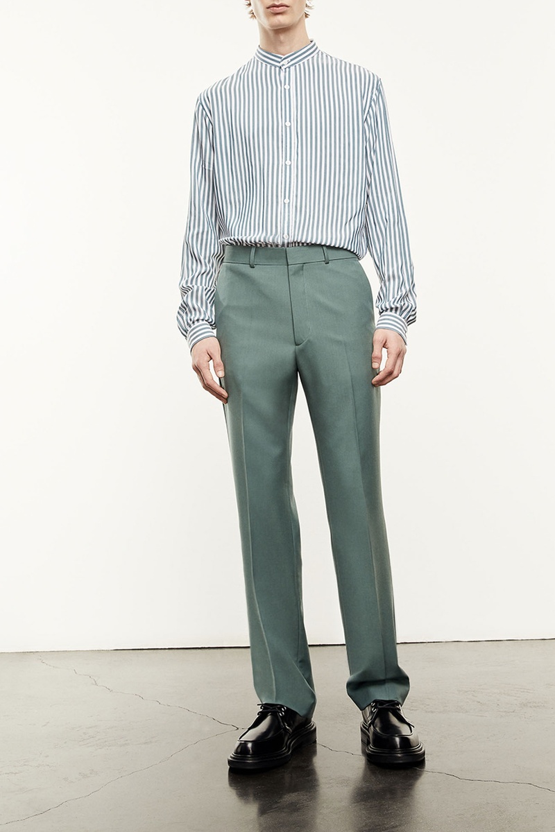 Pantalon droit 100% laine Vert d’eau