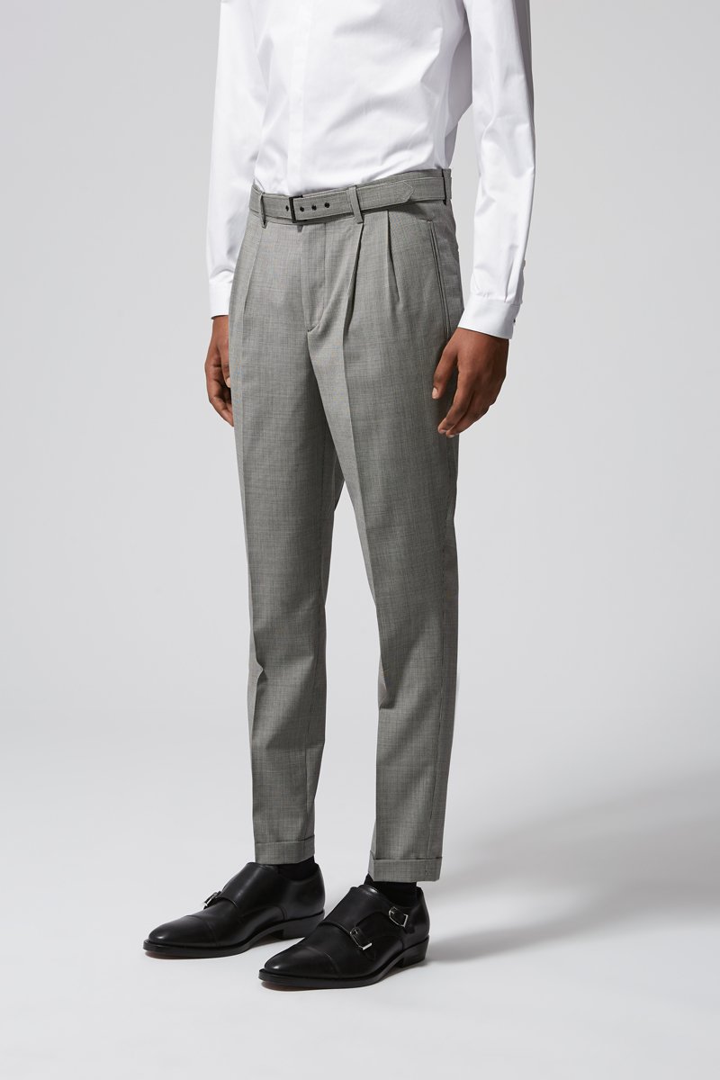 Pantalon droit en laine Noir et blanc