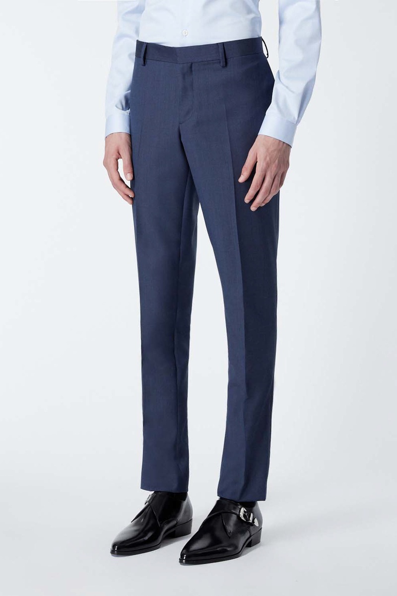 Pantalon droit 100% laine Bleu marine