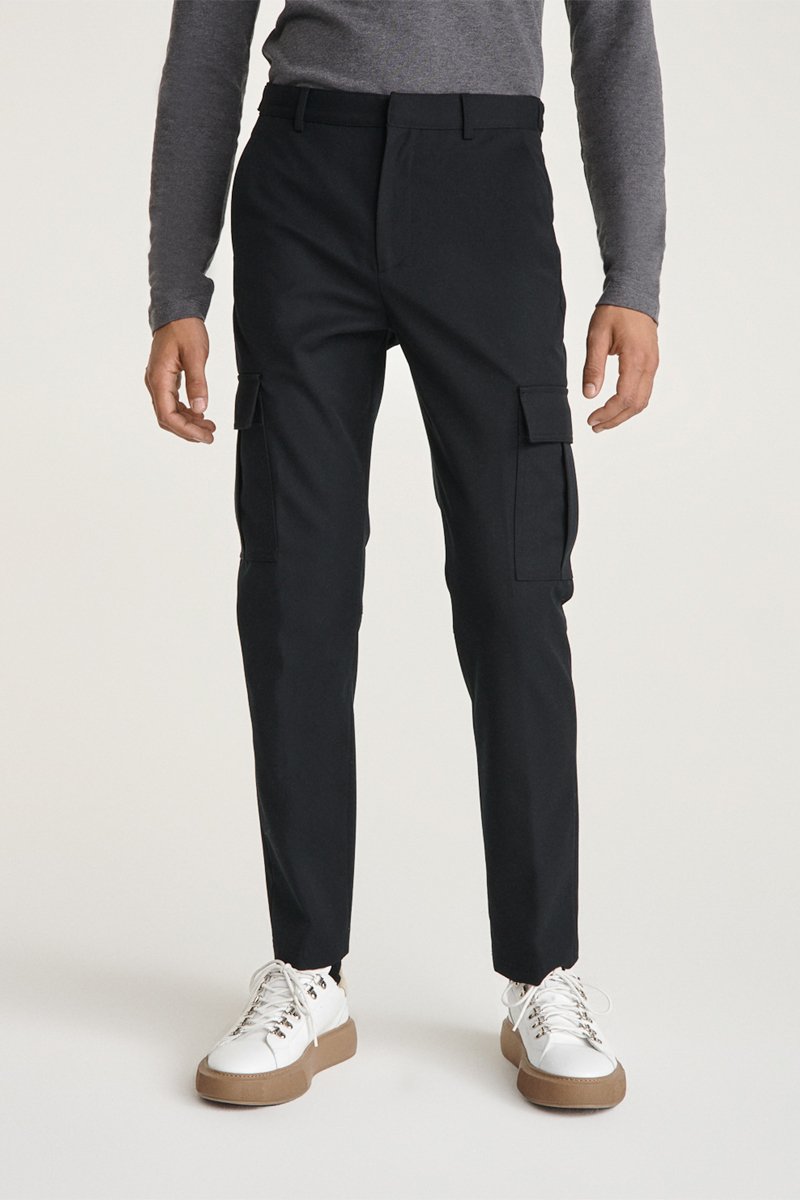 Pantalon cargo en laine Noir