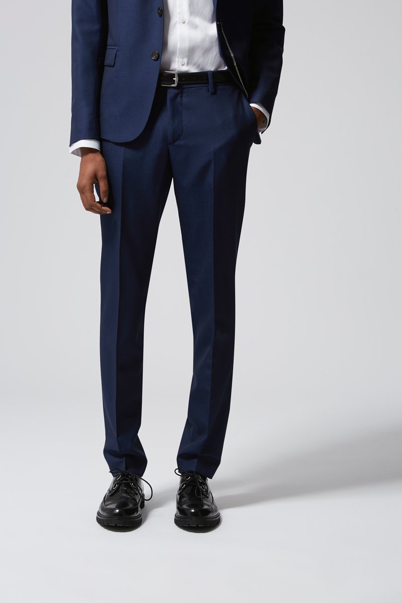 Chino en laine Bleu marine