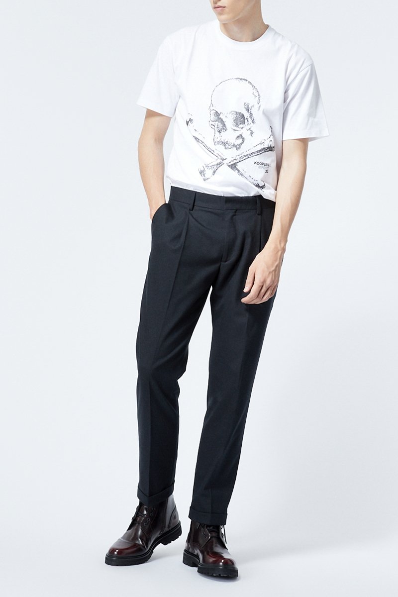 Pantalon droit en laine Noir