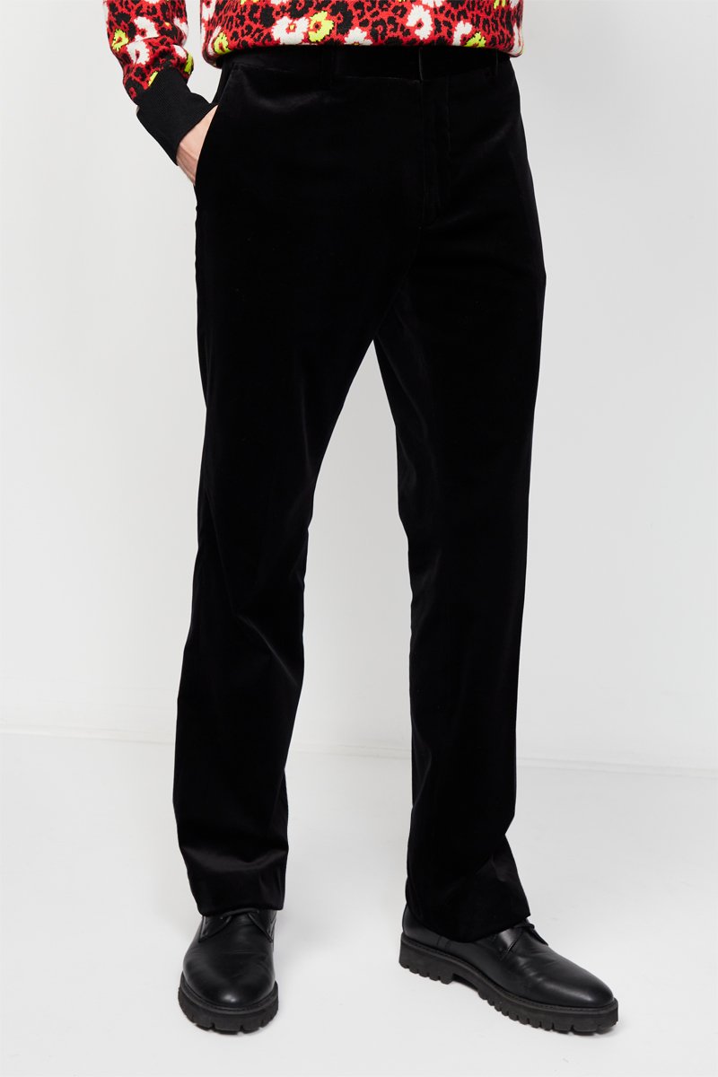 Pantalon droit en velours Noir