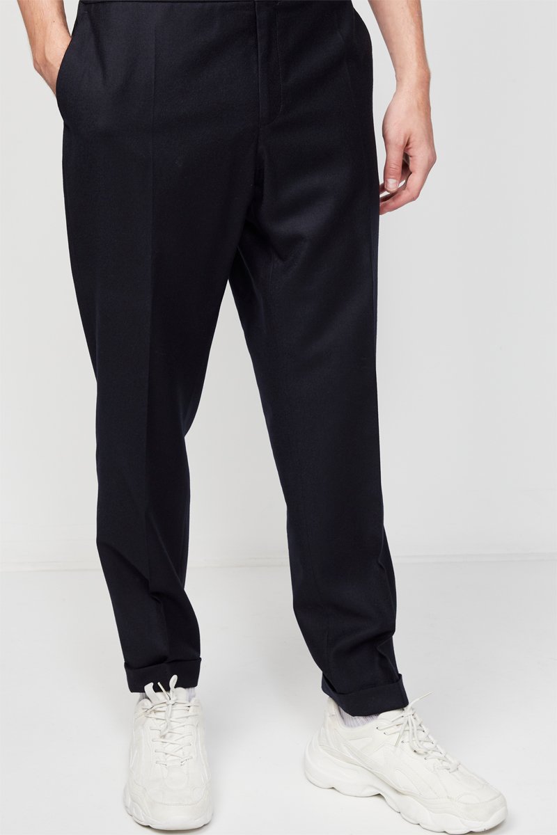 Pantalon droit en laine Noir