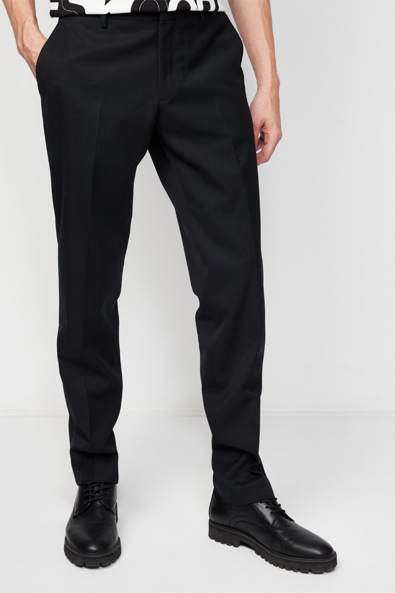 Pantalon droit en laine Noir