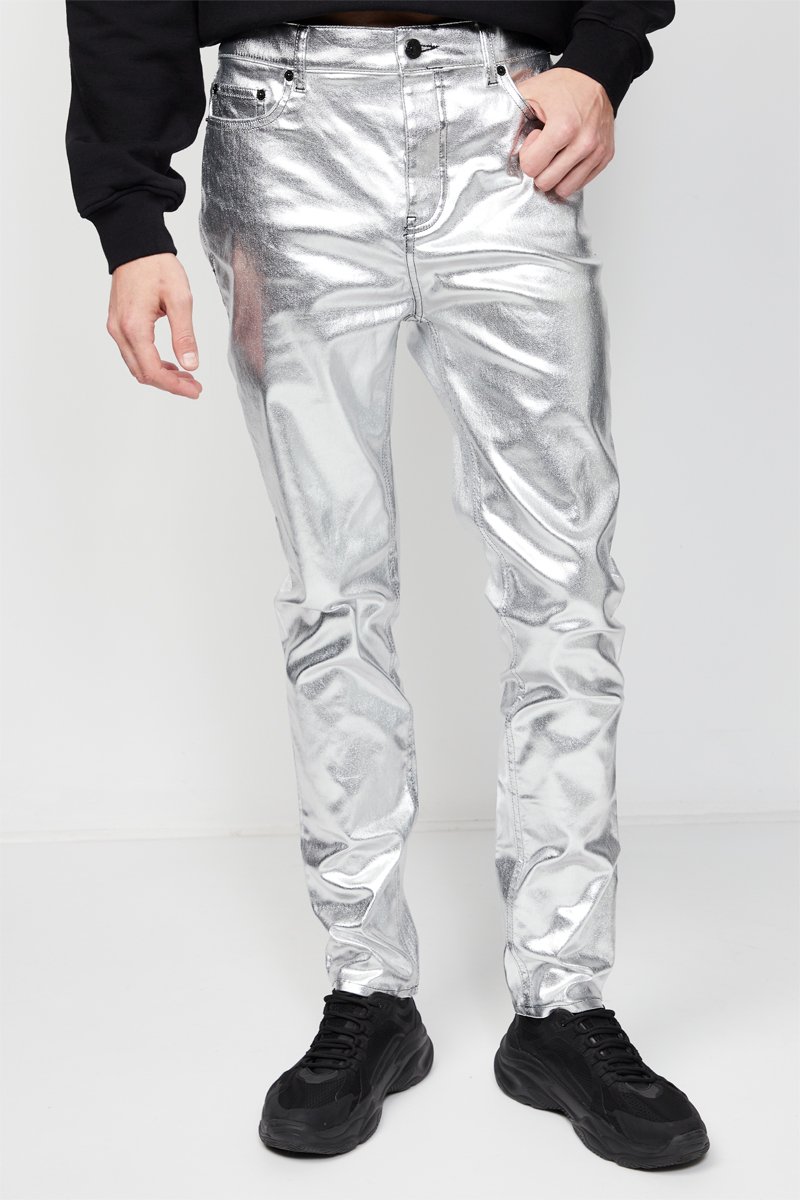 Pantalon slim Argenté