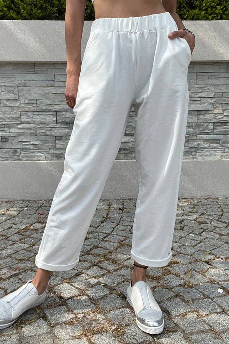 Pantalon taille haute - Ecru
