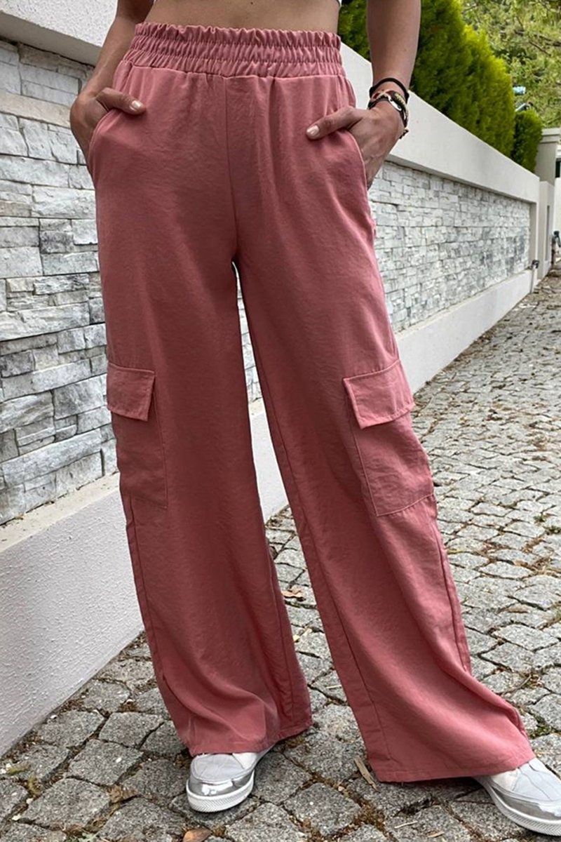 Pantalon taille haute - Rose poudré