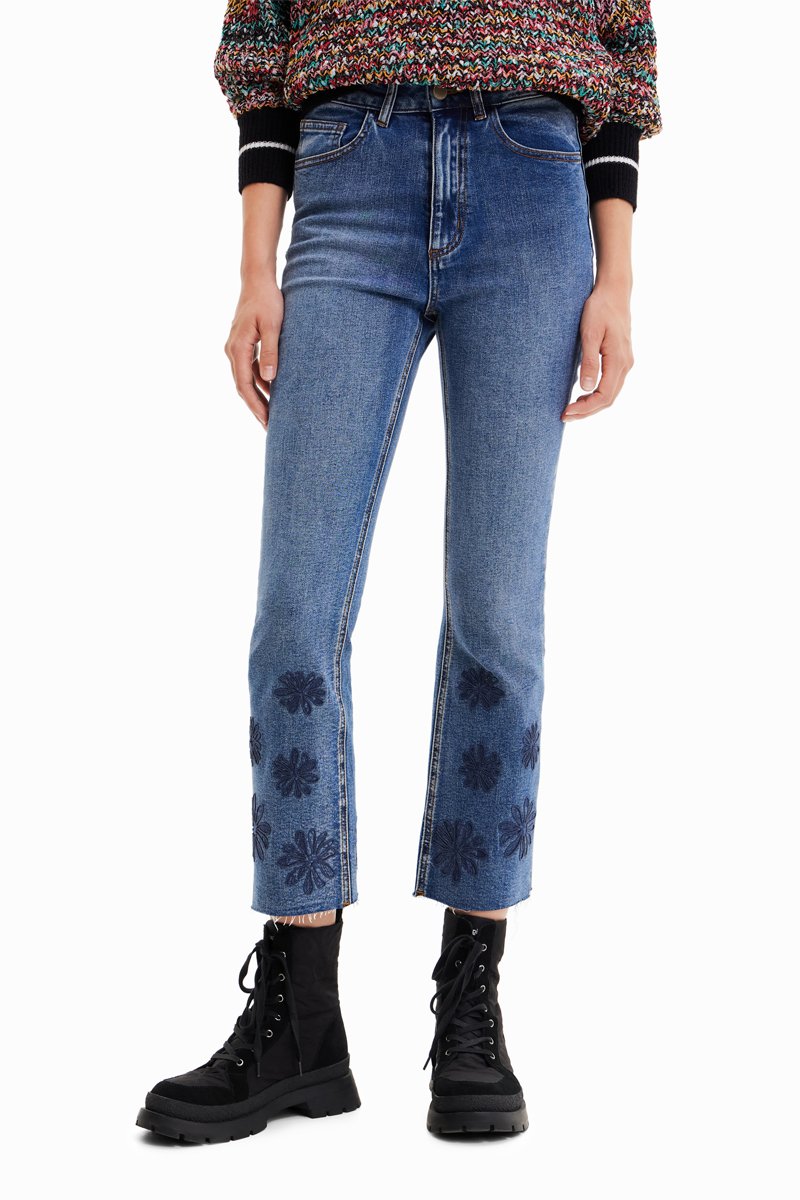 Jean flare 7/8 taille haute - Bleu