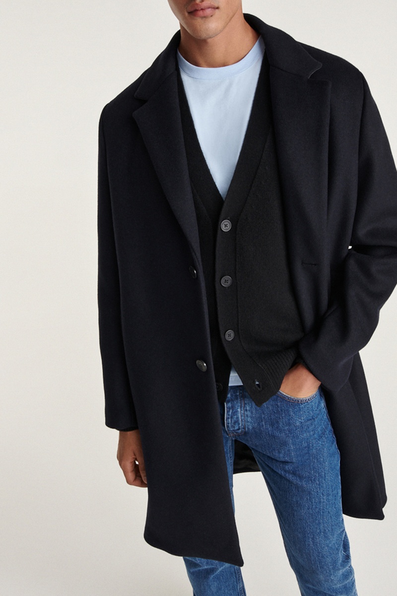 Manteau en laine Bleu marine