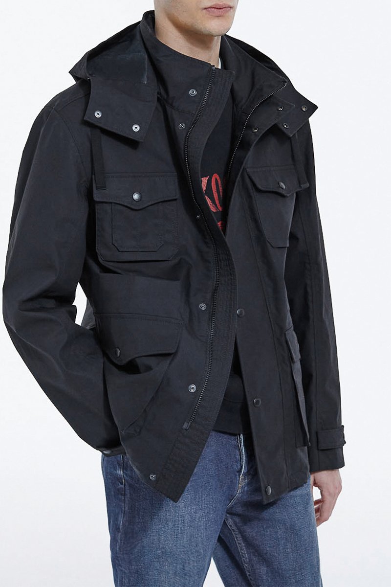 Parka à capuche amovible Noir