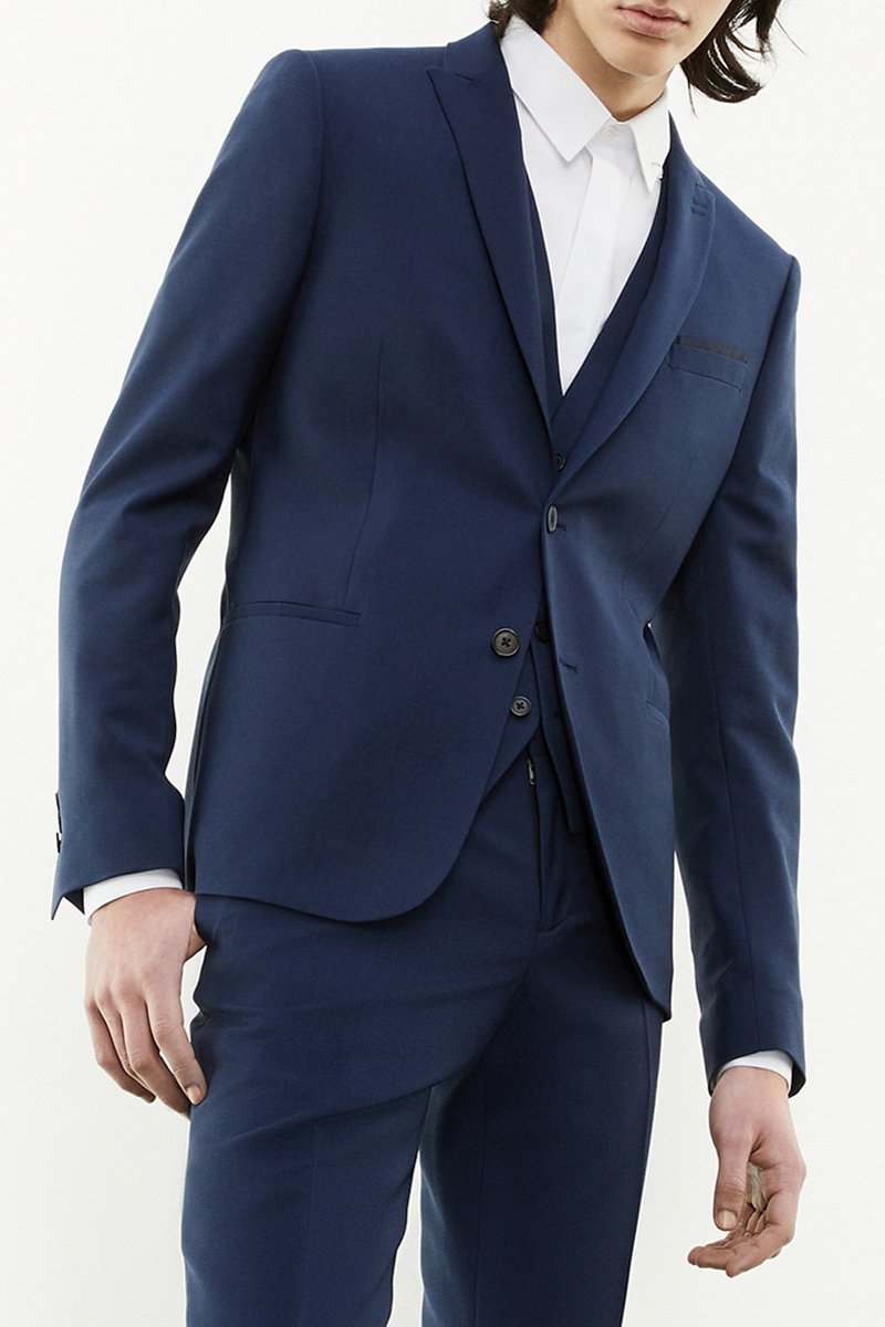 Veste 100% laine Bleu marine