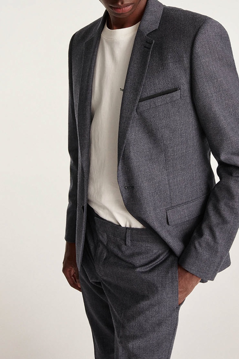 Veste en laine Gris chiné