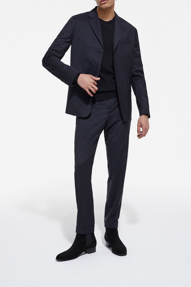 Veste en laine Bleu marine et gris clair