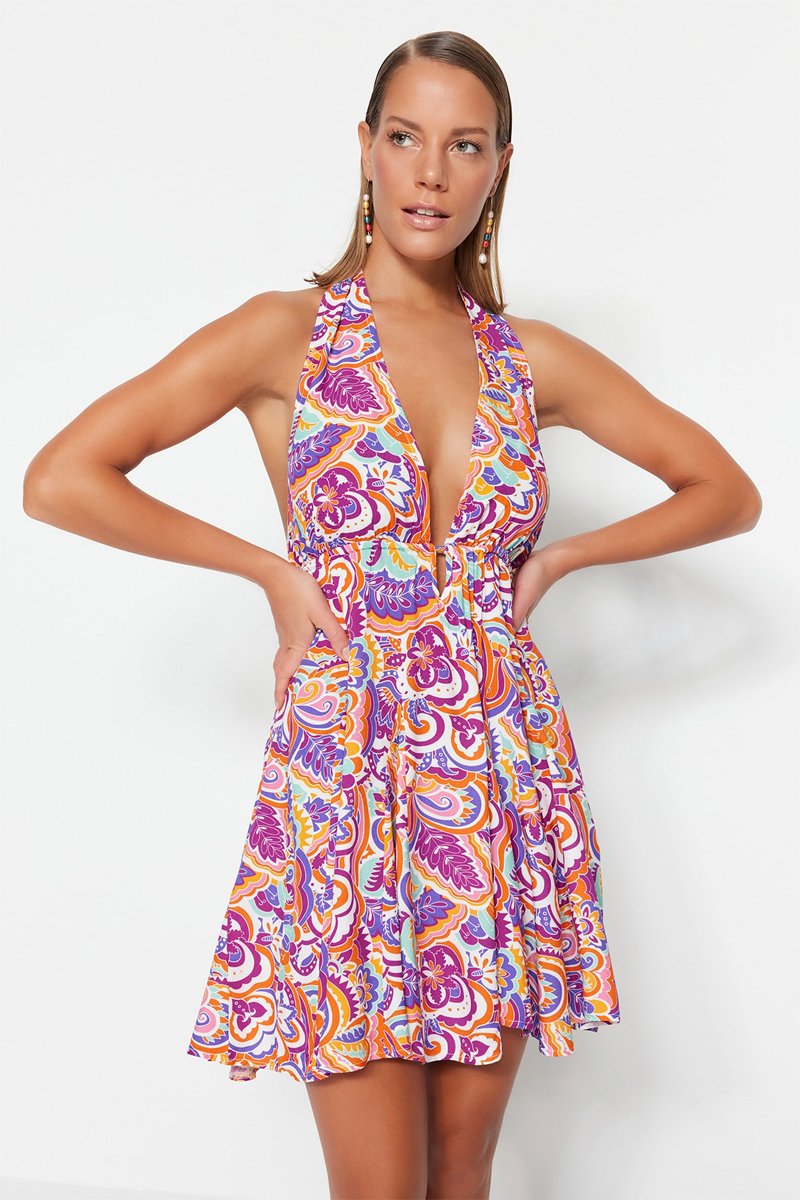 Robe de plage - Fuchsia et orange