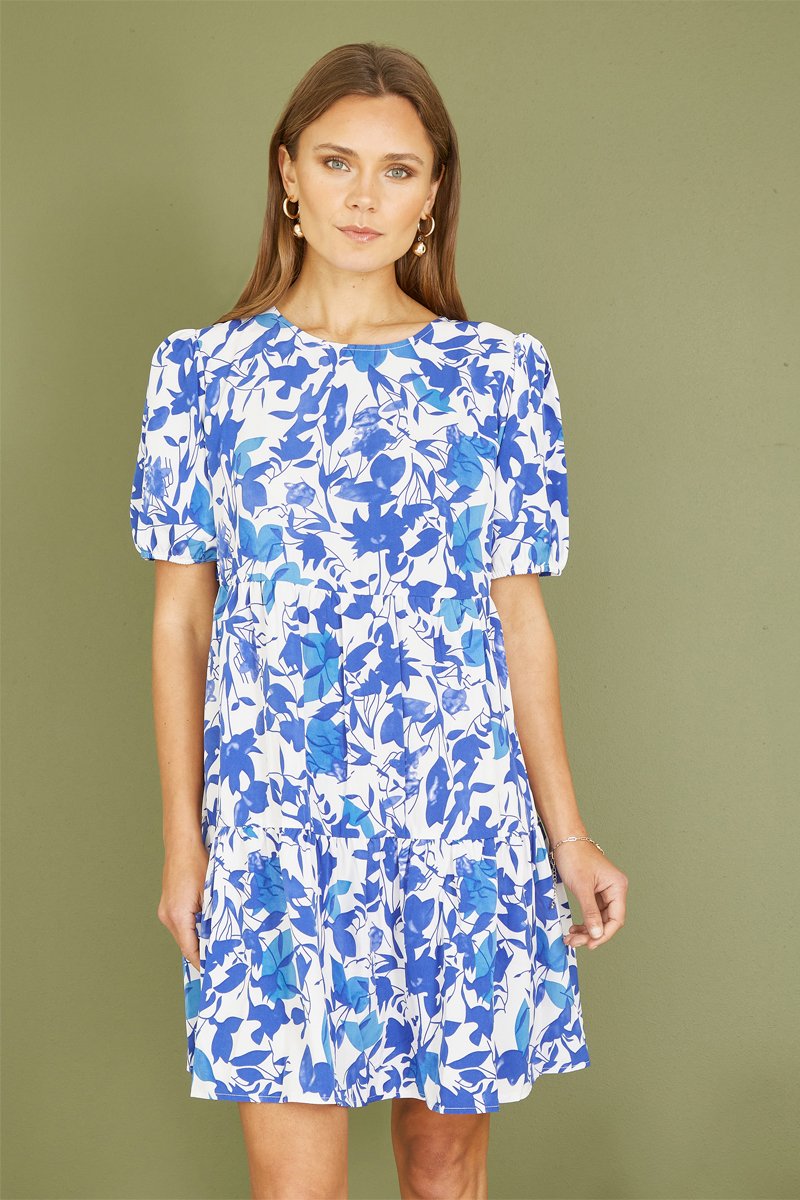 Robe patineuse - Blanc et bleu