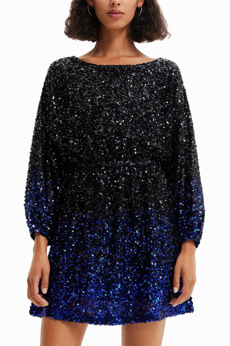 Robe à sequins Noir et bleu