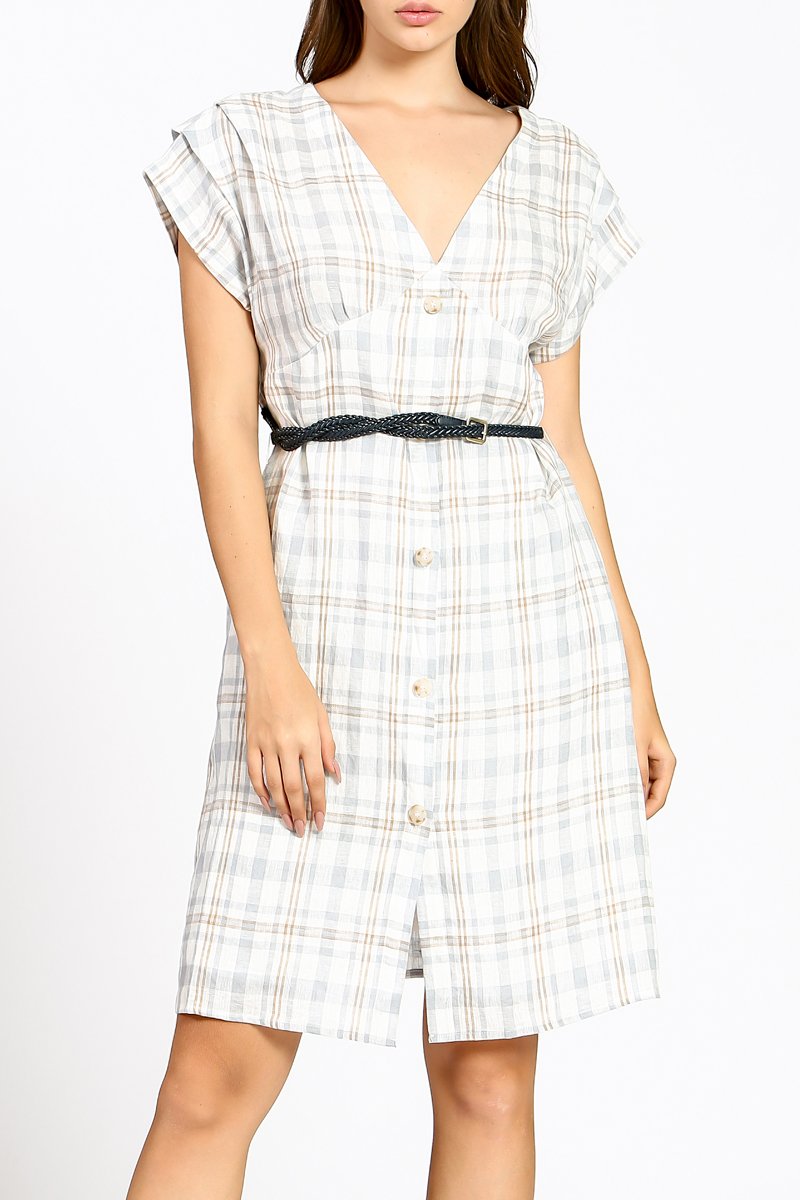 Robe midi en lin Bleu