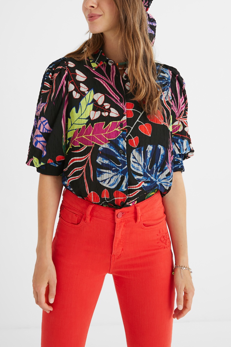 Chemisier Noir et multicolore