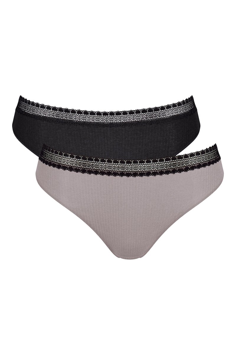 2 culottes Go Ribbed Gris et noir