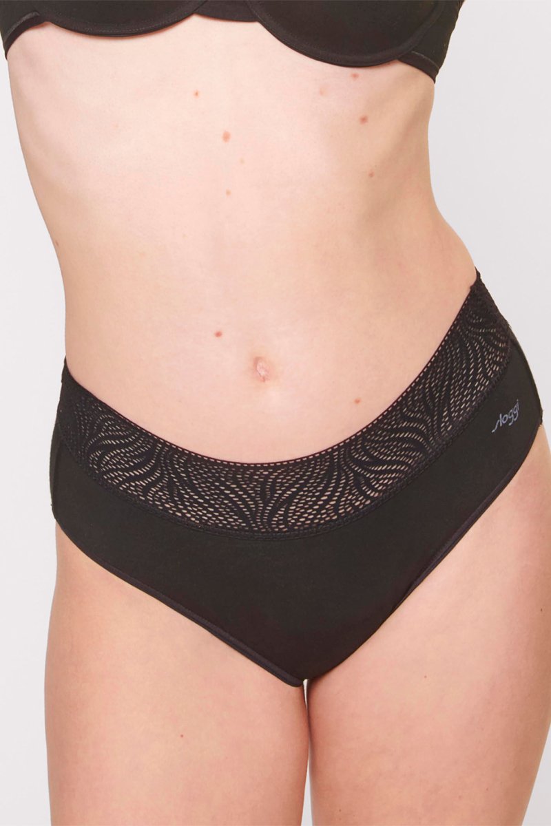 Culotte menstruelle taille haute - Flux léger - Noir