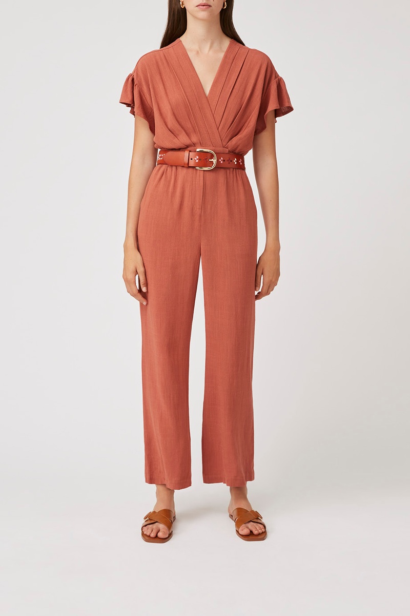 Combinaison en lin Tahiti Rouge brique