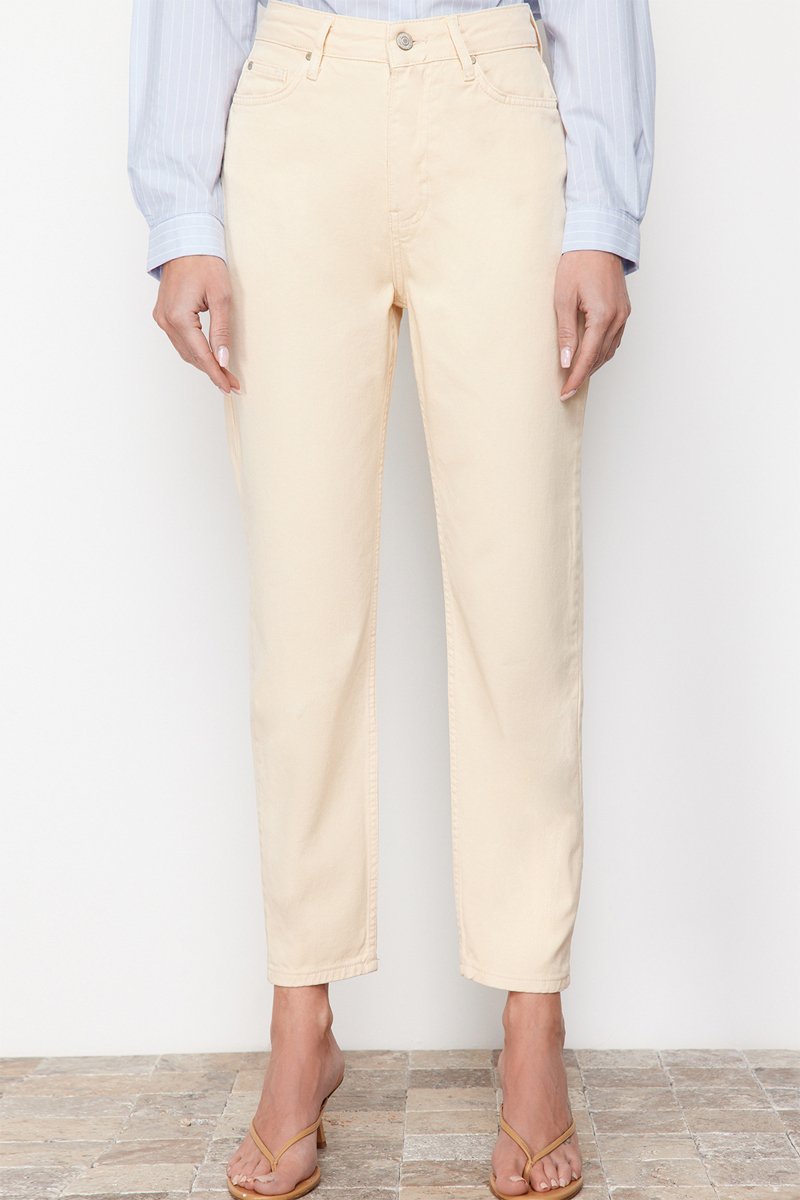 Jean mom taille haute - Beige