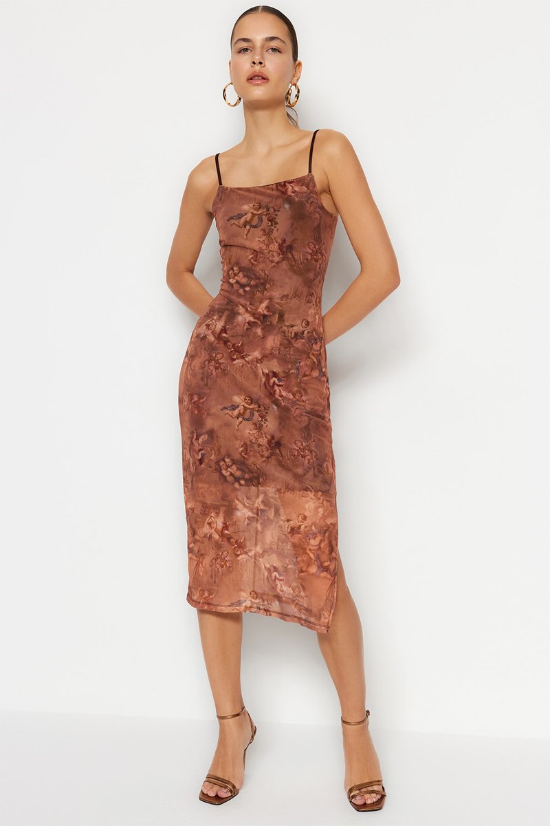 Robe midi - Marron