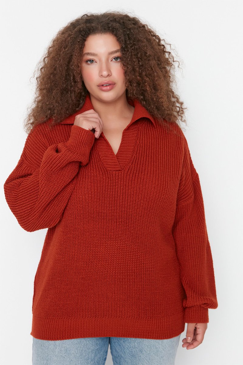 Trendyol Rosso Maglia Mattone Xxxl