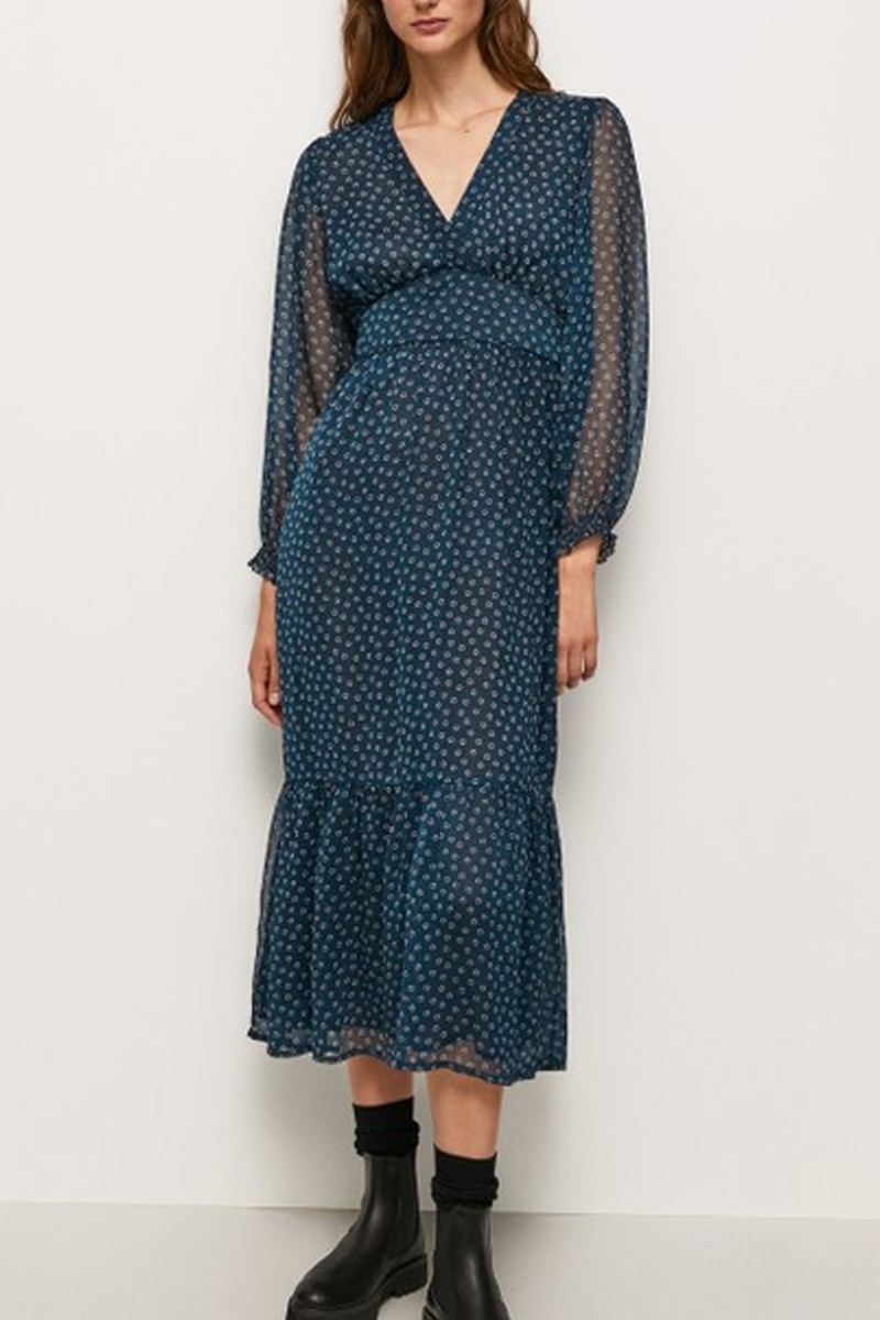 Robe midi Lily Bleu pétrole