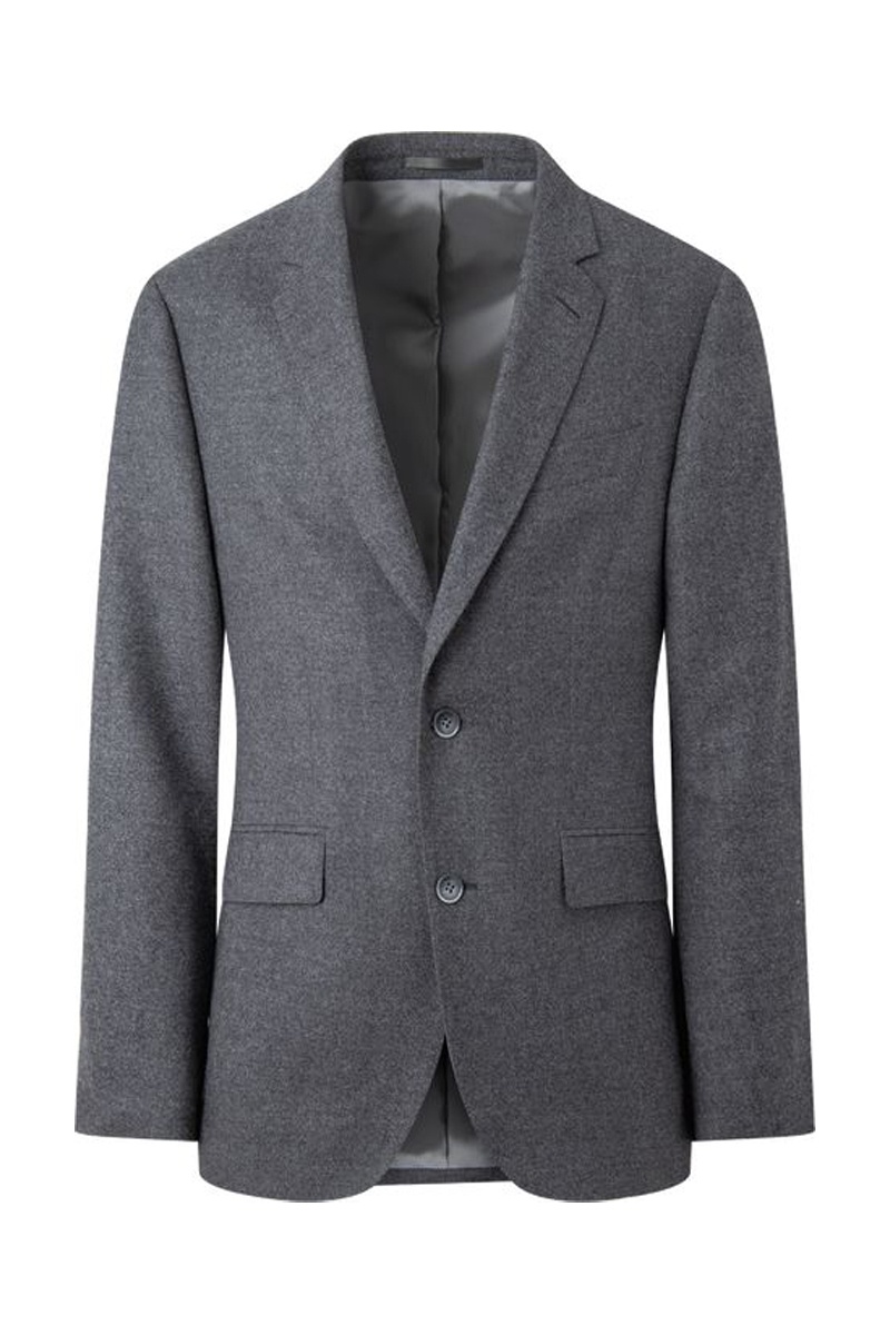 Costume droit en laine Gris foncé