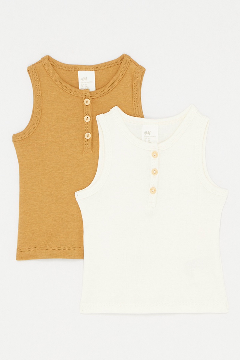 2 débardeurs - Moutarde et blanc