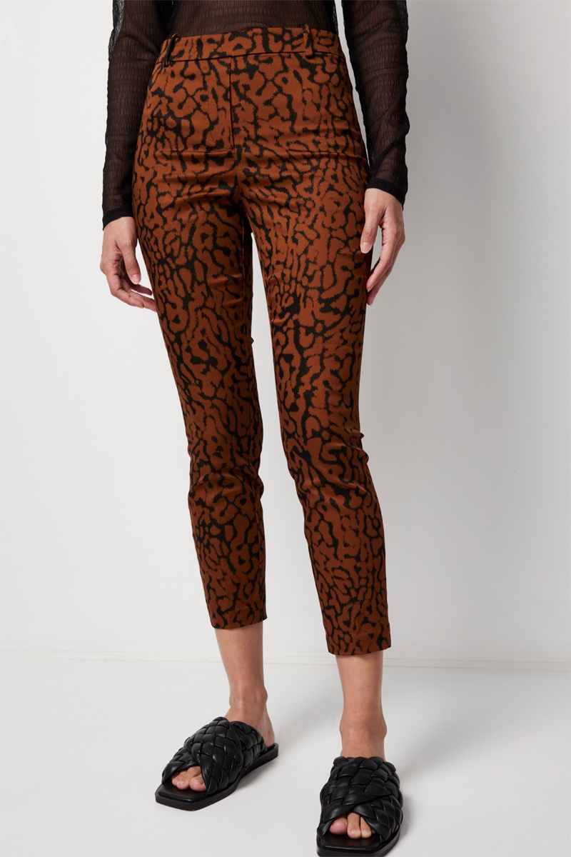 Pantalon slim 7/8 taille haute - Noir et marron