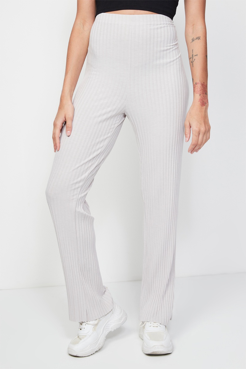 Pantalon wide legs taille haute - Gris