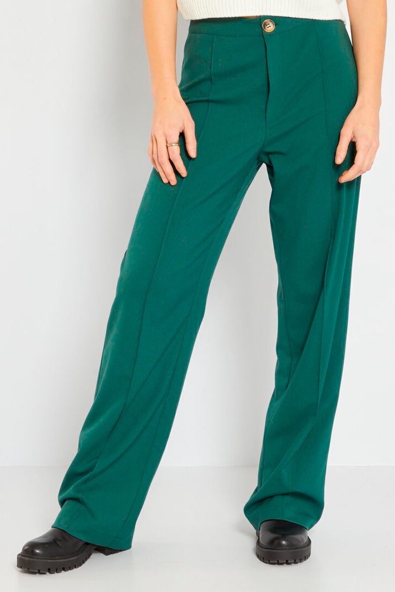 Pantalon wide legs taille haute Vert