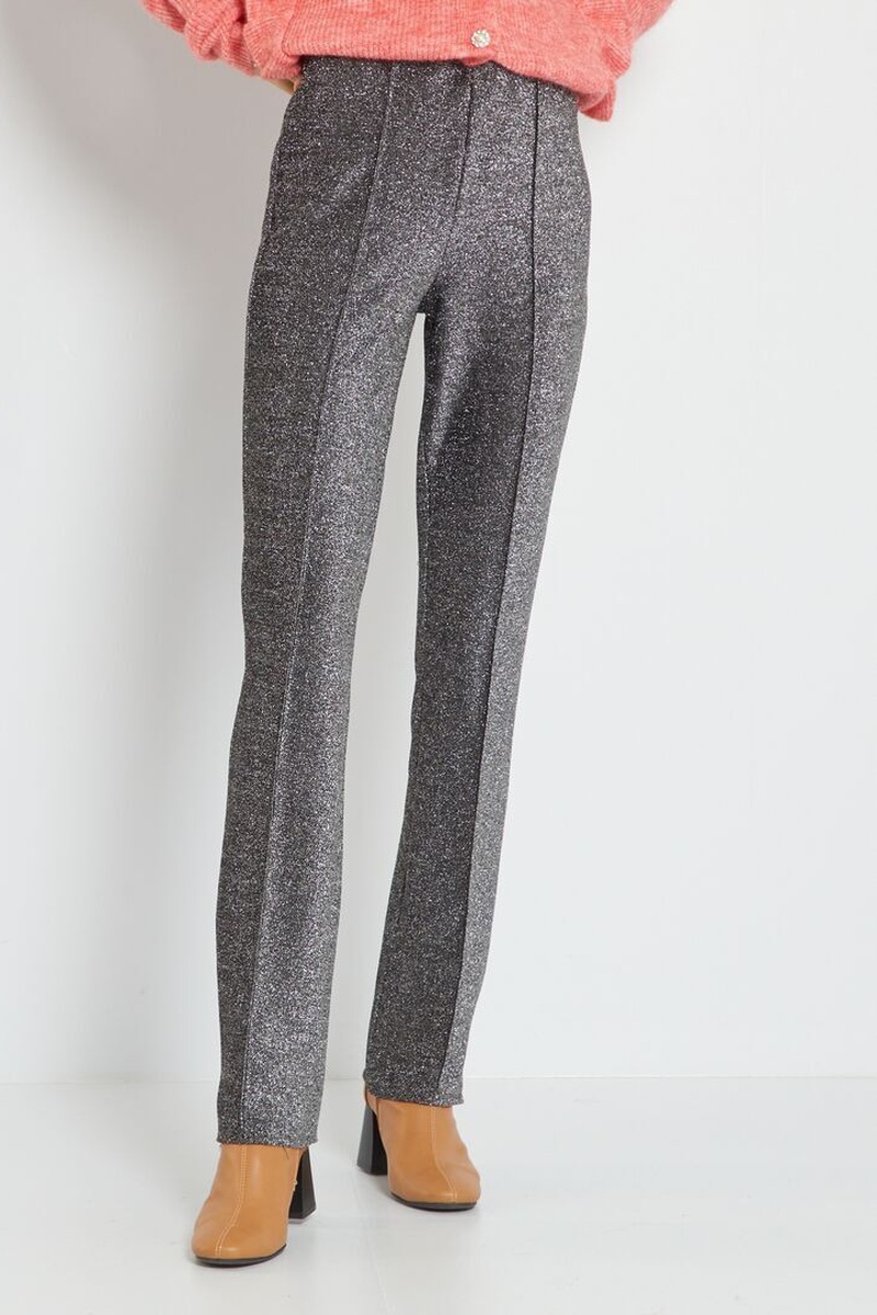 Pantalon cigarette taille haute Gris foncé chiné