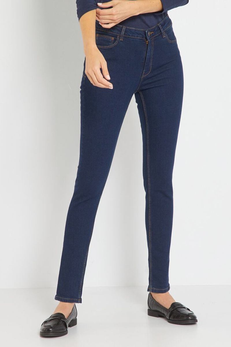 Jean skinny taille haute Bleu marine