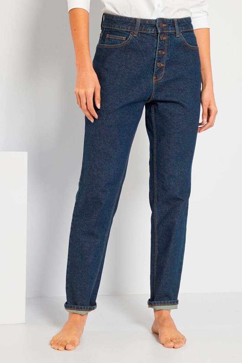 Jean mom taille haute Bleu marine