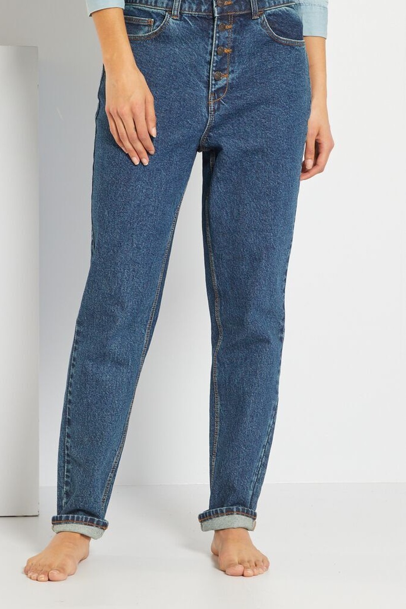 Jean mom taille haute Bleu