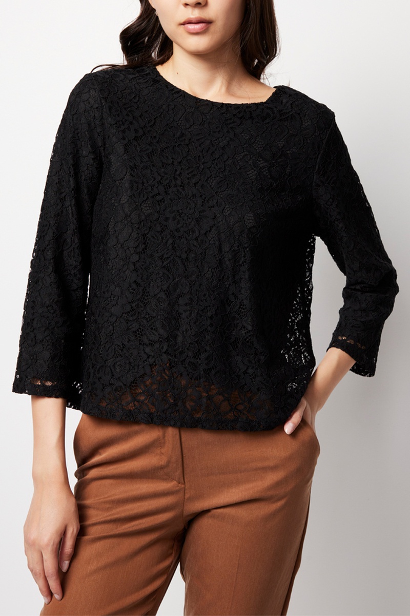 Top en dentelle - Noir