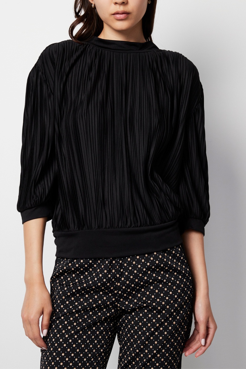 Top plissé - Noir