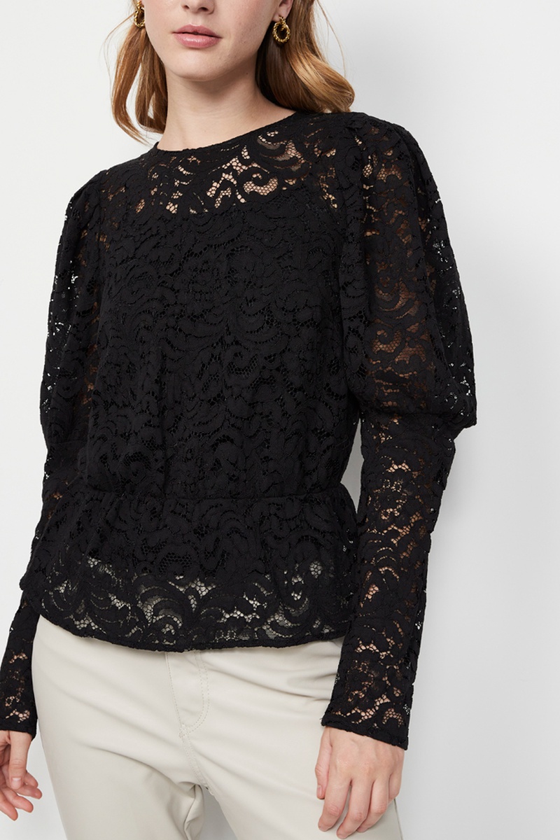 Top en dentelle - Noir